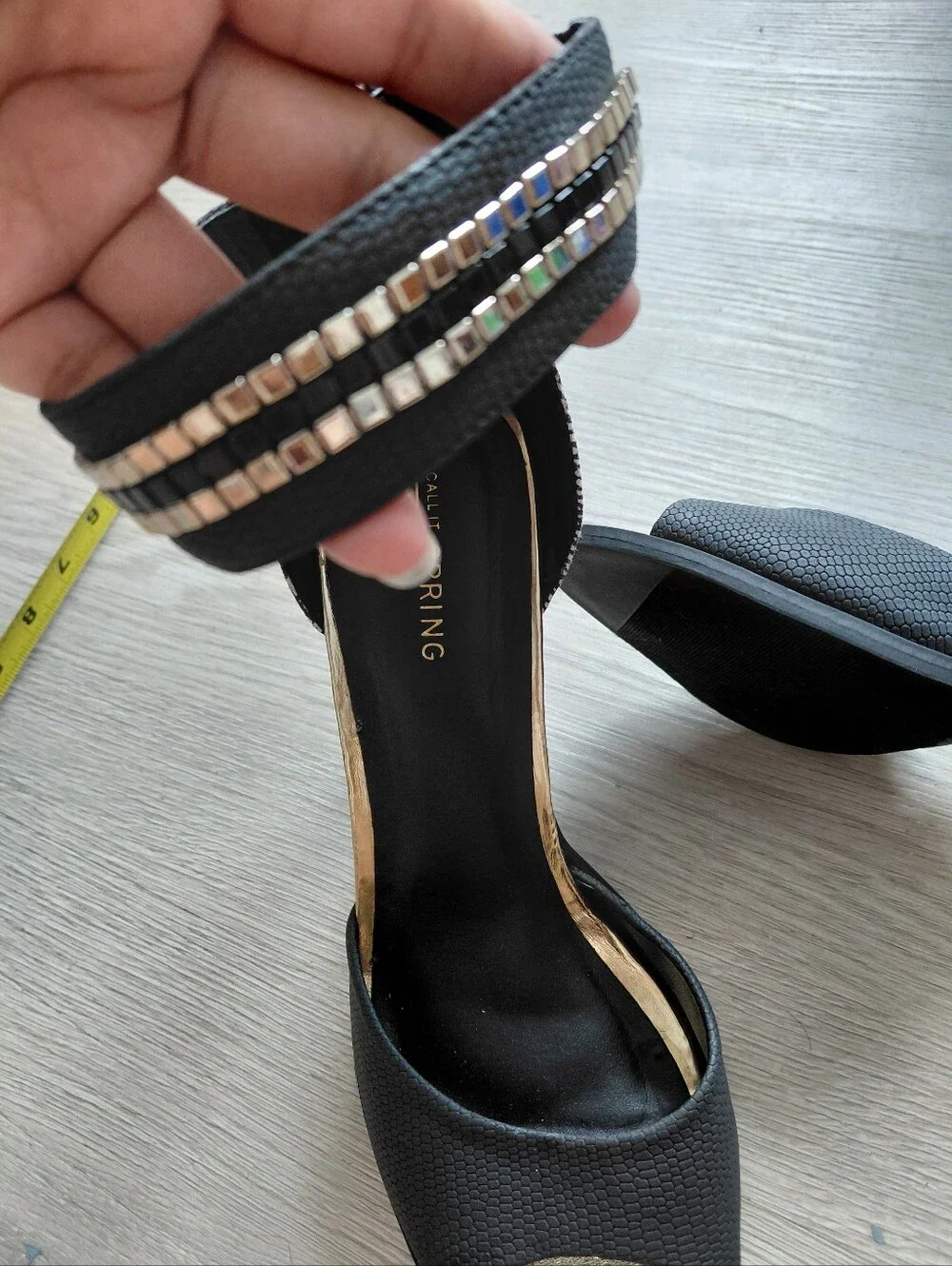 Call It Spring Black & White Patterned Block Heel Sandals Size 9